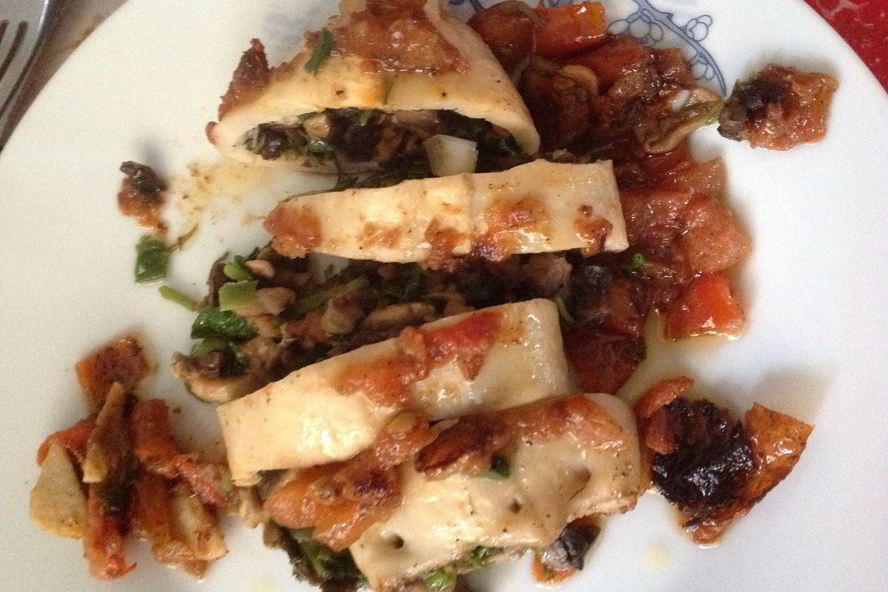 Рецепт фаршированные грибами кальмары