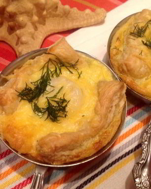 Морские гребешки в слоеном тесте