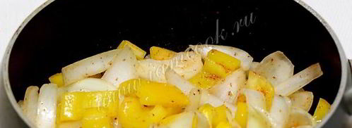 семга со сладким перцем и луком. Шаг 6