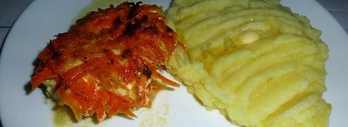 треска с морковью и луком в духовке. Шаг 12