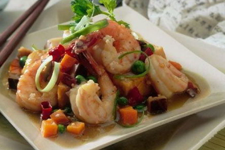 Рецепт жаренные креветки с тофу