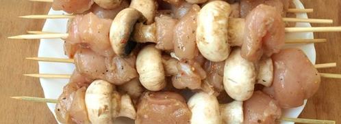 куриные шашлыки с шампиньонами в духовке. Шаг 3