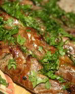 Шашлычки из печени в жировой сетке