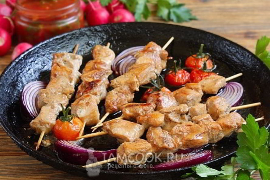 Рецепт шашлык из курицы на сковороде