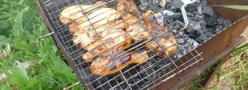 шашлык из курицы с клубнично-базиликовым соусом. Шаг 3