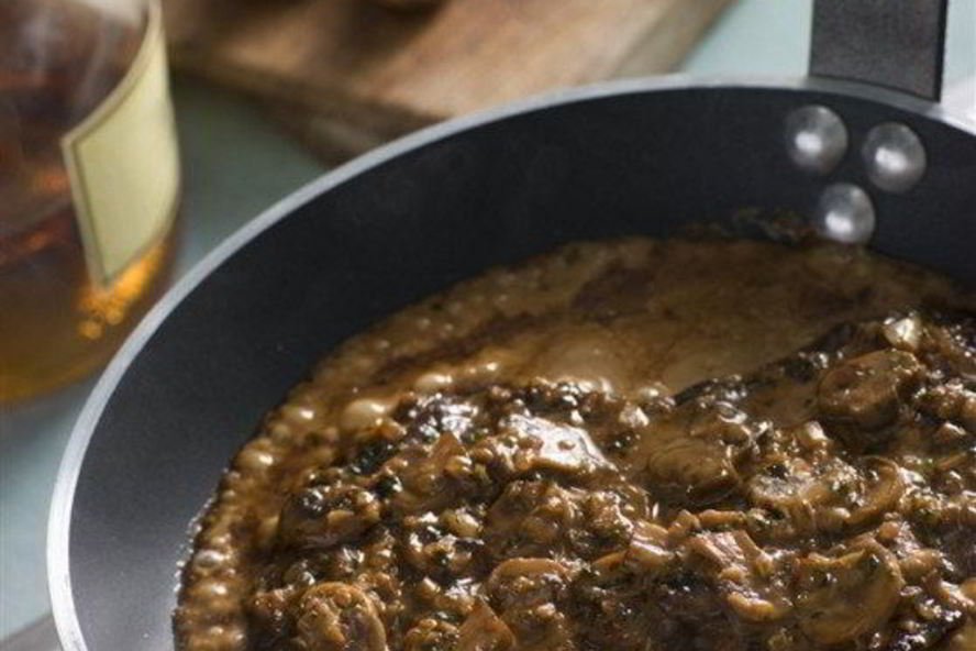 Рецепт говяжий стейк со сливочно-грибным соусом