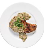 Стейк из свинины с горчичным соусом