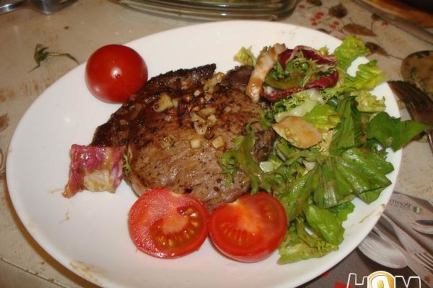 Рецепт стейк с салатом микс