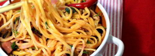 яичная лапша с грудинкой. Шаг 8