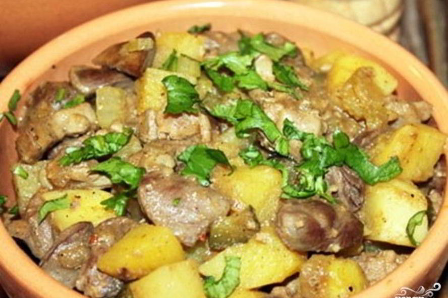 Рецепт жаркое из куриных потрохов