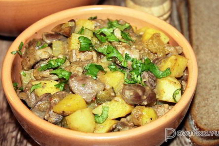 Рецепт жаркое из куриных потрошков