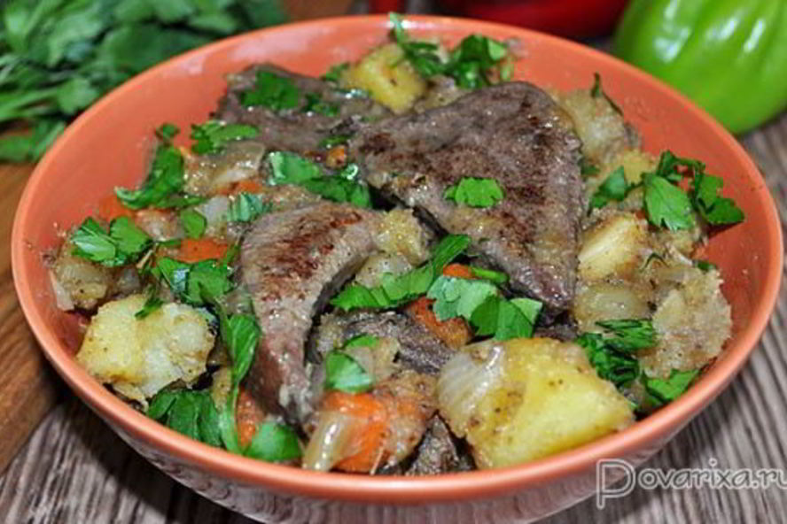 Рецепт жаркое из печени с картофелем