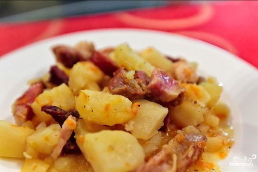 Рецепт жаркое с копчеными ребрышками