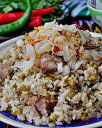 Ароматная каша с машем, рисом и мясом