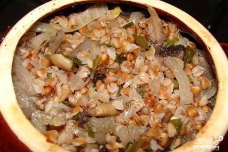 Рецепт гречка с грибами в горшочке