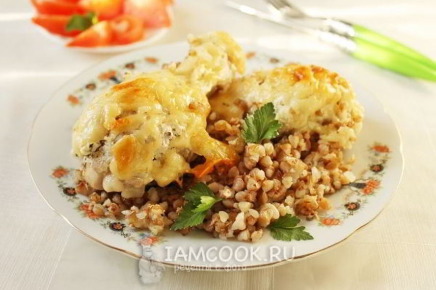Рецепт гречка с курицей в духовке с сыром