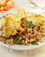 Гречка с курицей в духовке с сыром