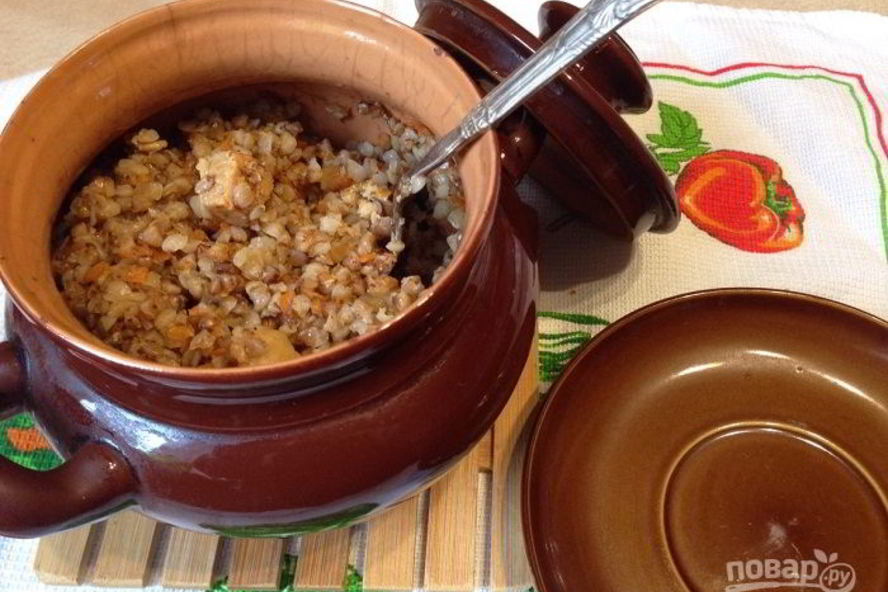 Рецепт гречка с мясом в горшочках