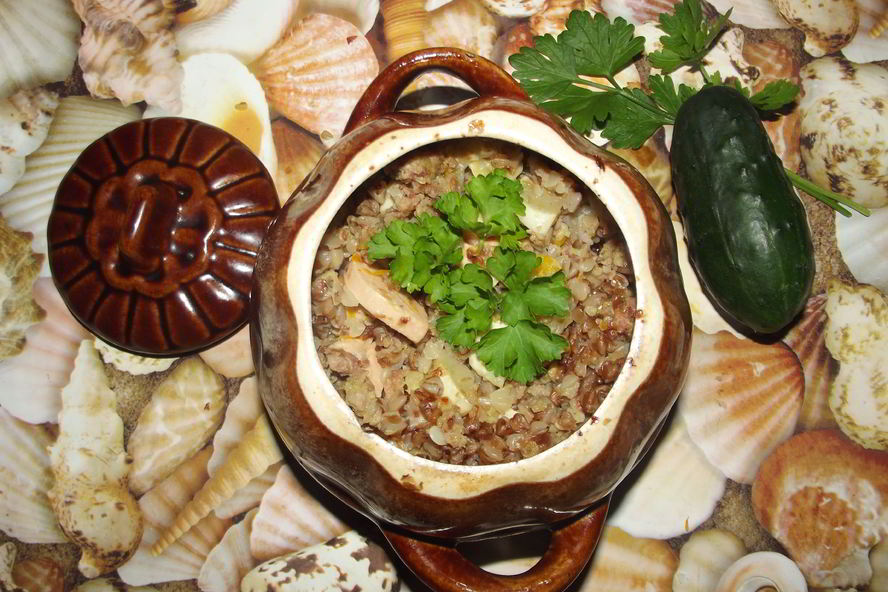 Рецепт гречка с патиссонами в горшочке