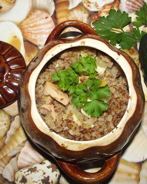 Гречка с патиссонами в горшочке