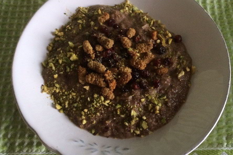 Рецепт льняная каша с шелковицей на апельсиновом соке