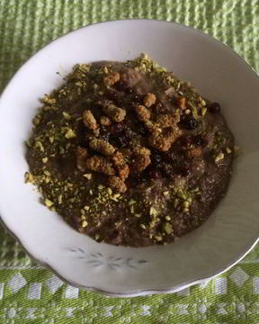 Льняная каша с шелковицей на апельсиновом соке