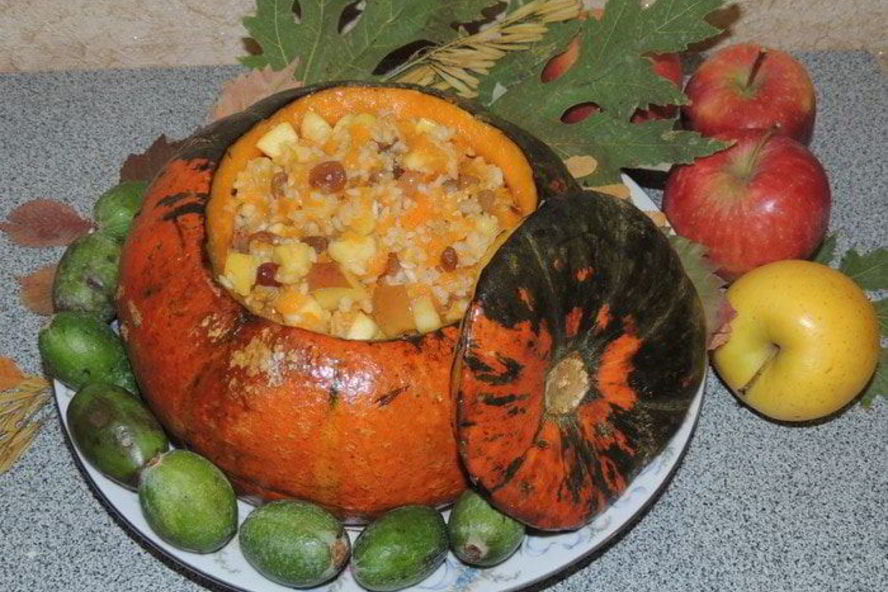 Рецепт запеченная каша в тыкве с фруктами райское наслаждение