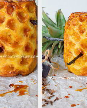 Ананас, запеченный в карамельном сиропе