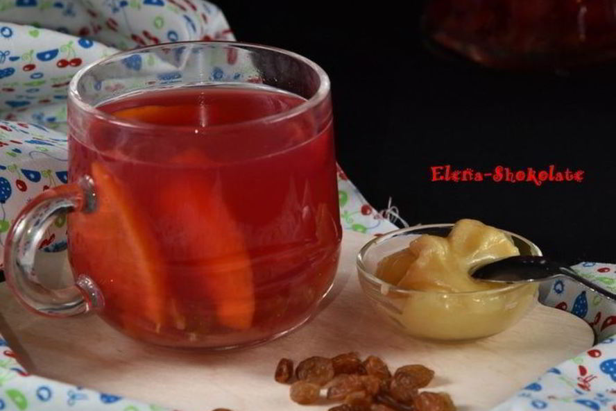 Рецепт вишневый чай с изюмом и апельсином