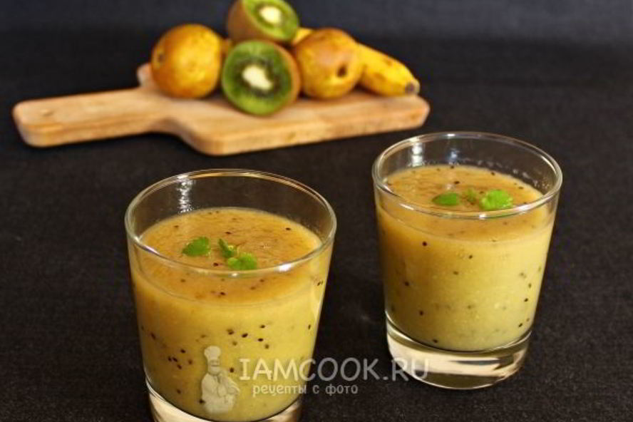 Рецепт смузи с бананом, киви и грушей