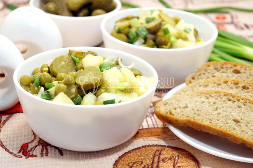 Рецепт картофельный салат с зеленым горошком