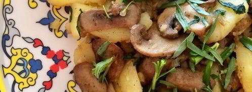 теплый салат с картофелем и шампиньонами. Шаг 3