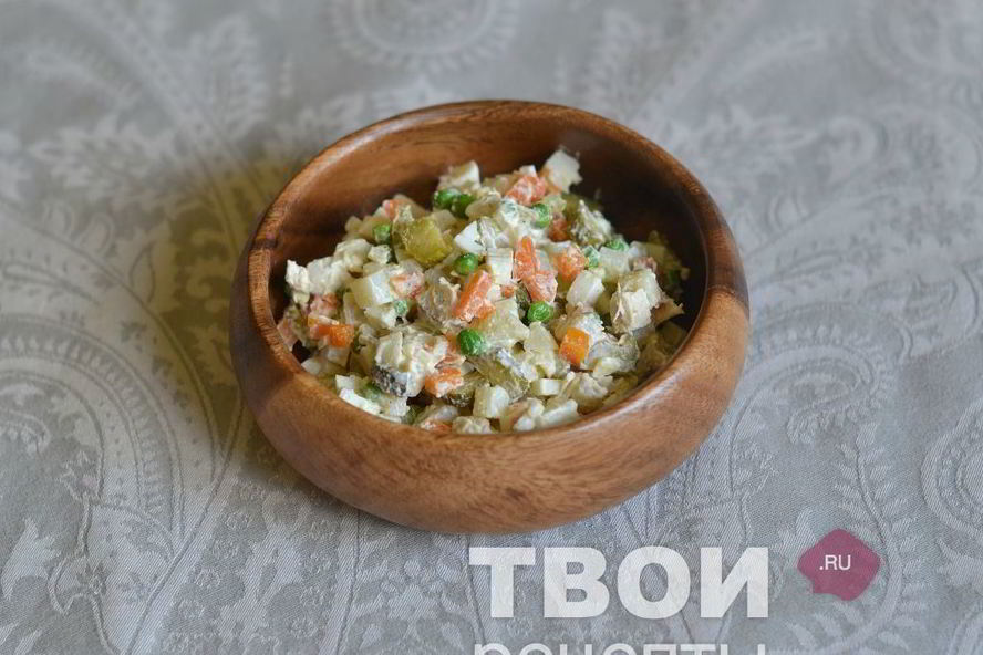 Рецепт оливье с курицей