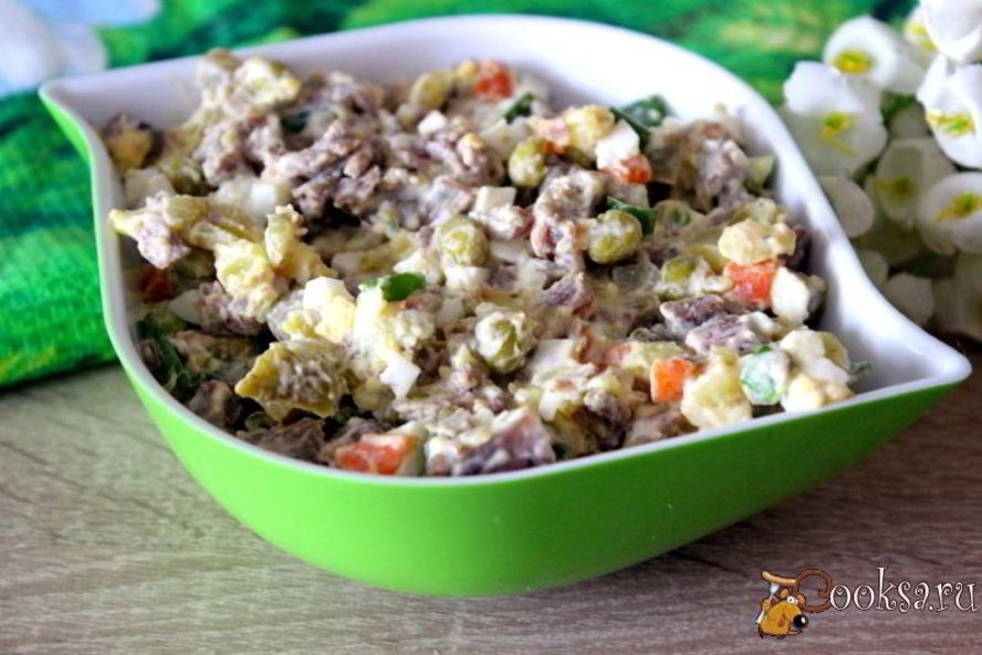 Рецепт салат оливье с говядиной