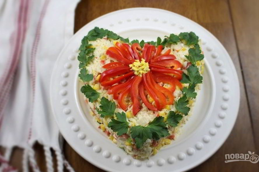 Рецепт салат из крабовых палочек с кукурузой