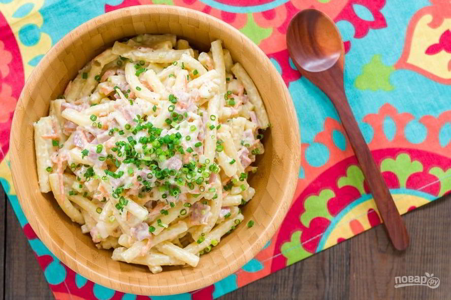 Рецепт салат из макарон с овощами