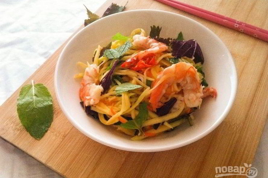 Рецепт салат из манго и креветок