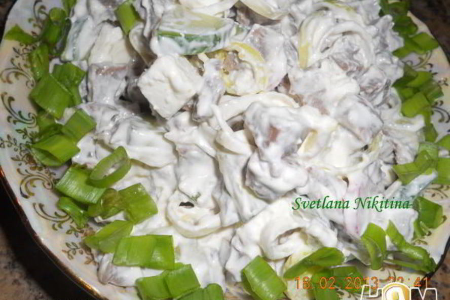 Рецепт салата иза языки с брынзоя