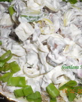 Салат из языка с брынзой