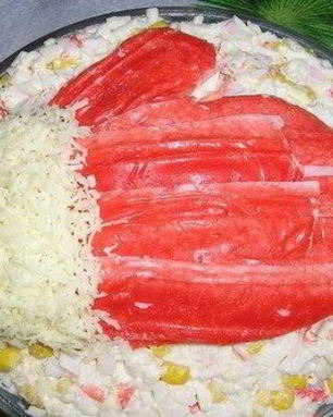 Салат Крабовая шубка слоеный