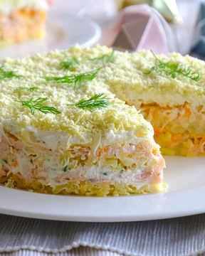 Салат Мимоза с горбушей