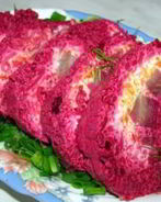 Салат Сельдь под шубой рулетом классический