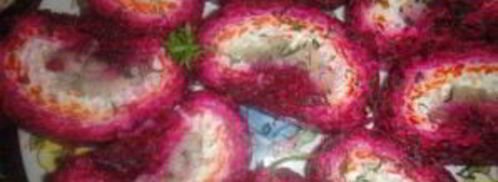 сельдь под шубой в виде рулета. Шаг 4