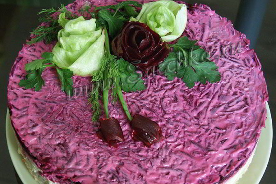 Рецепт селедка под шубой с розами