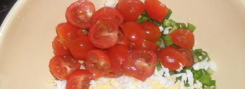 салат с куриными сердечками и помидорами черри. Шаг 3