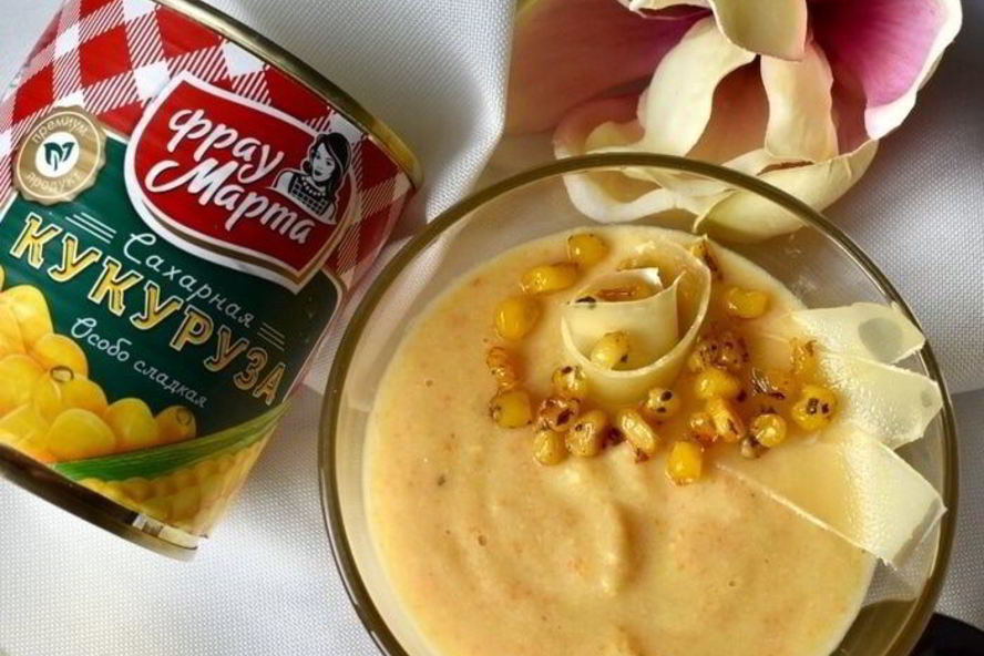 Рецепт бархатный крем-суп с кукурузой
