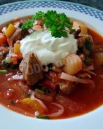 Борщ с картофелем томатами и фасолью