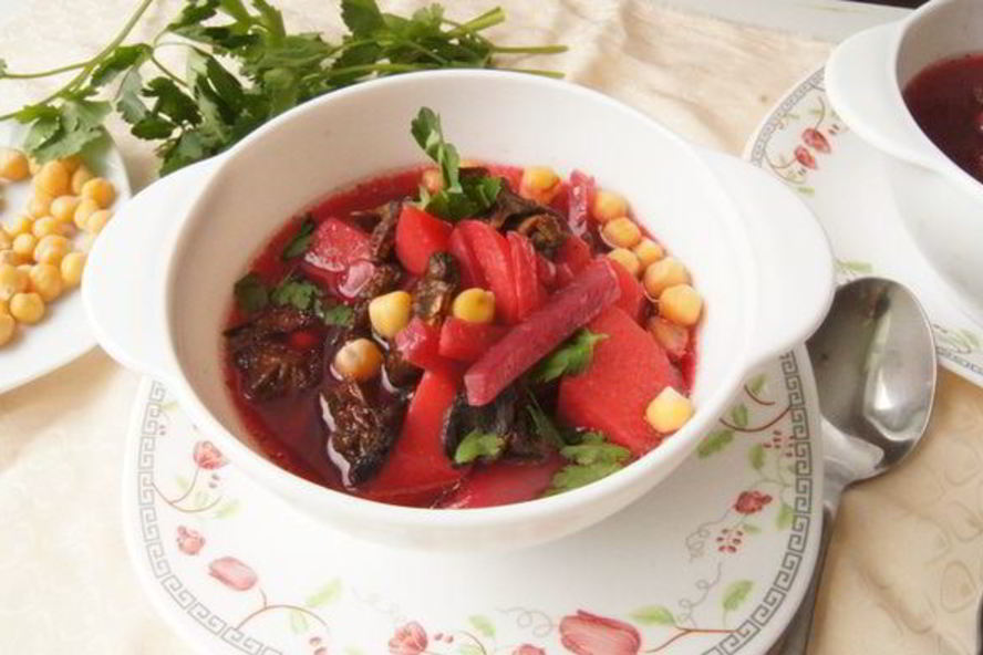 Рецепт постный борщ с нутом и грибами