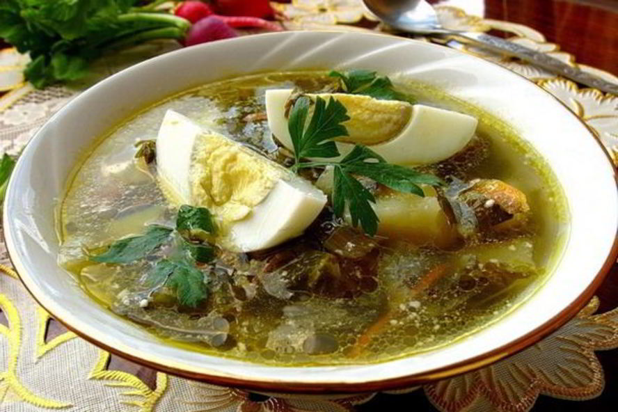 Рецепт зеленый борщ со щавелем по-домашнему