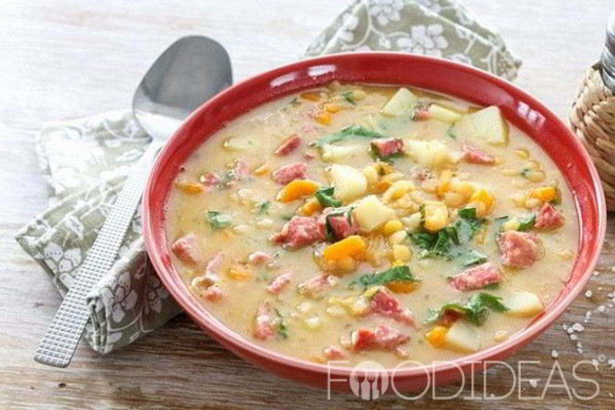 Рецепт гороховый суп с колбасой